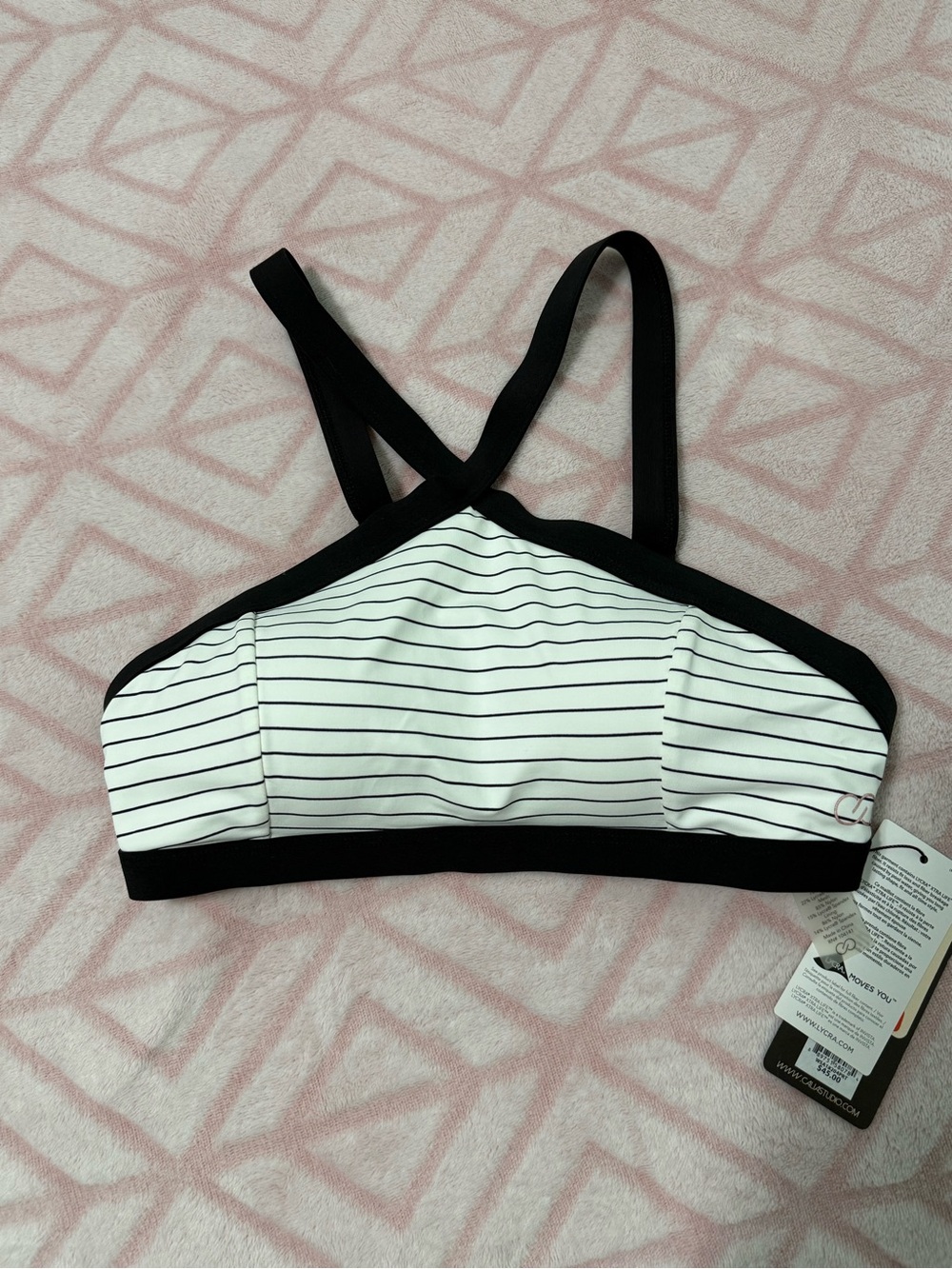 New CALIA by Carrie Underwood Black & White Striped Sports Bralette sz S
